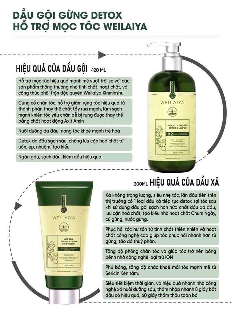 Dầu Xả Weilaiya Luxury Zingiber Detox Shampoo Chai 200ml
