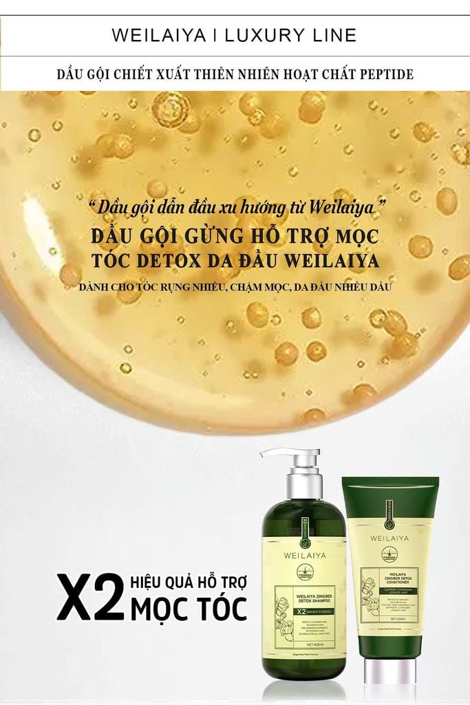 Dầu Gội Weilaiya Luxury Zingiber Detox Shampoo Chai 420ml