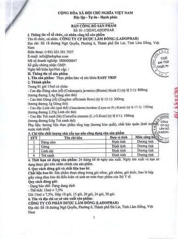 Thực phẩm bảo vệ sức khỏe EASY TRIP