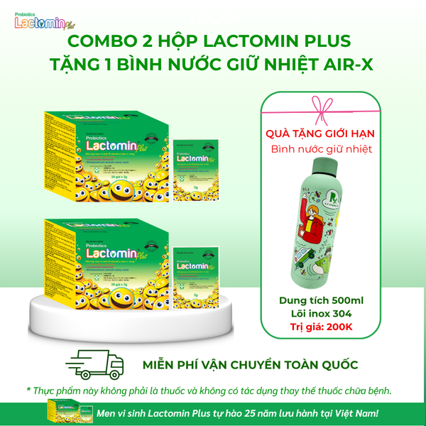 Combo 2 hộp Lactomin Plus tặng 1 bình giữ nhiệt Air-x cao cấp