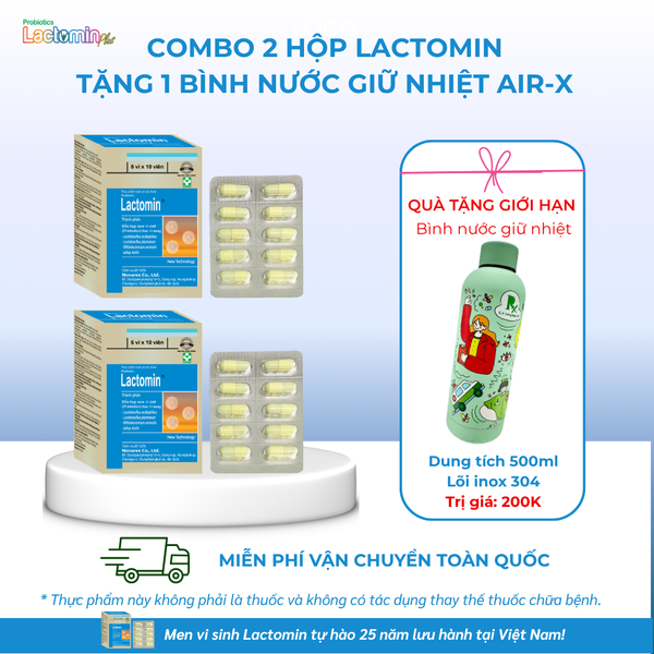 Combo 2 hộp Lactomin tặng 1 bình giữ nhiệt Air-x cao cấp