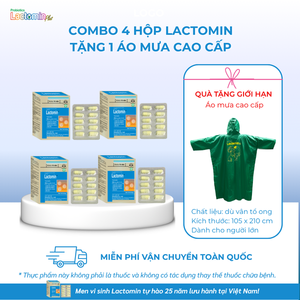 Combo 4 hộp Lactomin tặng 1 áo mưa cao cấp