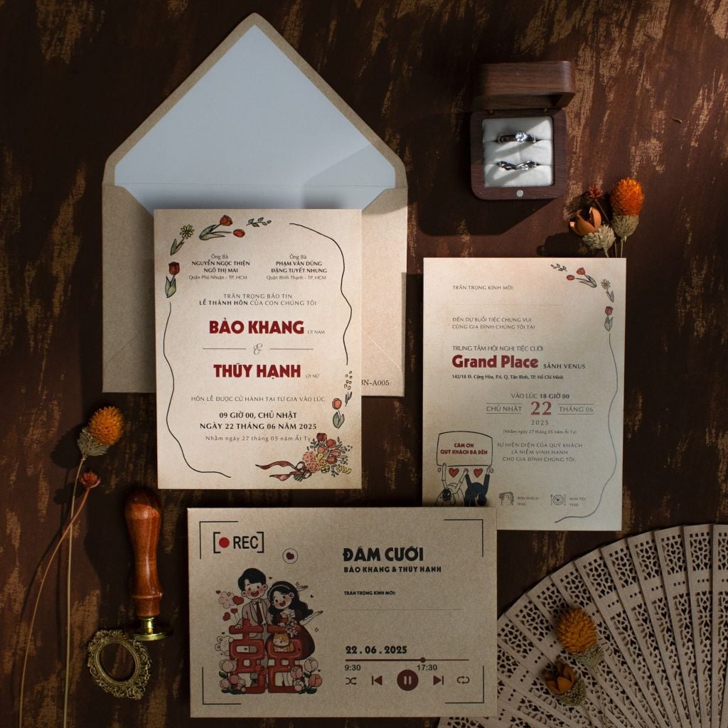 Thiệp Cưới Kraft Retro Thước Phim Tình Yêu Độc Bản - BN-A005