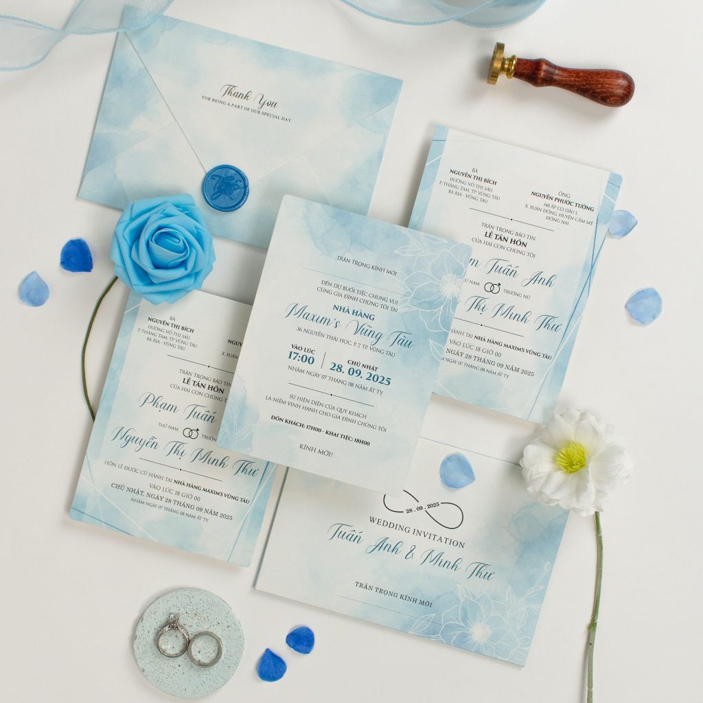 Thiệp cưới Blue Ocean Sắc xanh thanh khiết cho ngày chung đôi - CS107