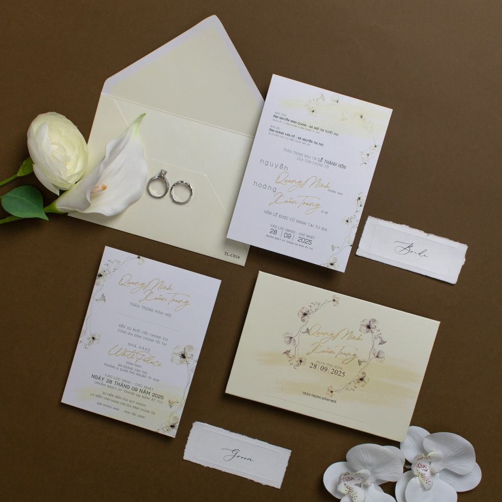 Thiệp Cưới Hoa Cỏ Mùa Thu Nét Vẽ Thanh Tao - TL-C014