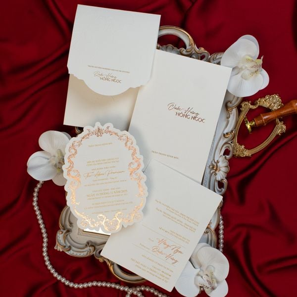 Thiệp Cưới Ép Kim Rose Gold - CSTK-001