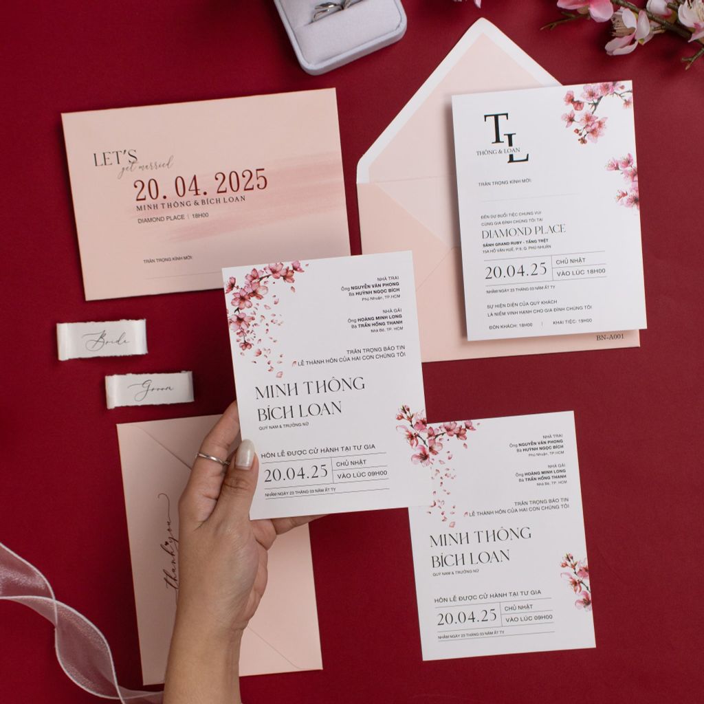 Thiệp Cưới Hoa Anh Đào Pastel - BN-A001