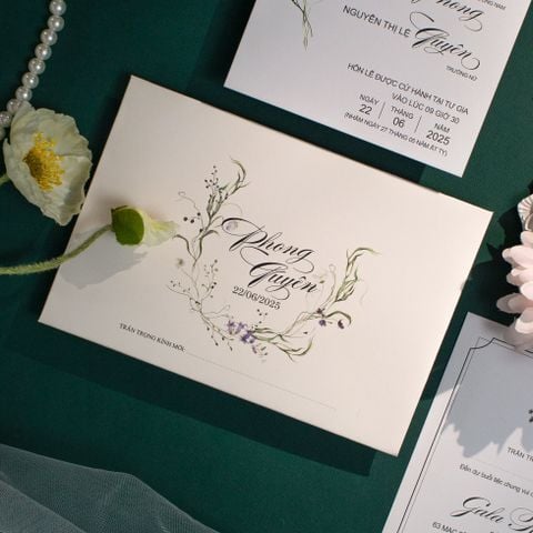 Thiệp cưới Floral Calligraphy Nét vẽ tình yêu thanh tao - BN-A006