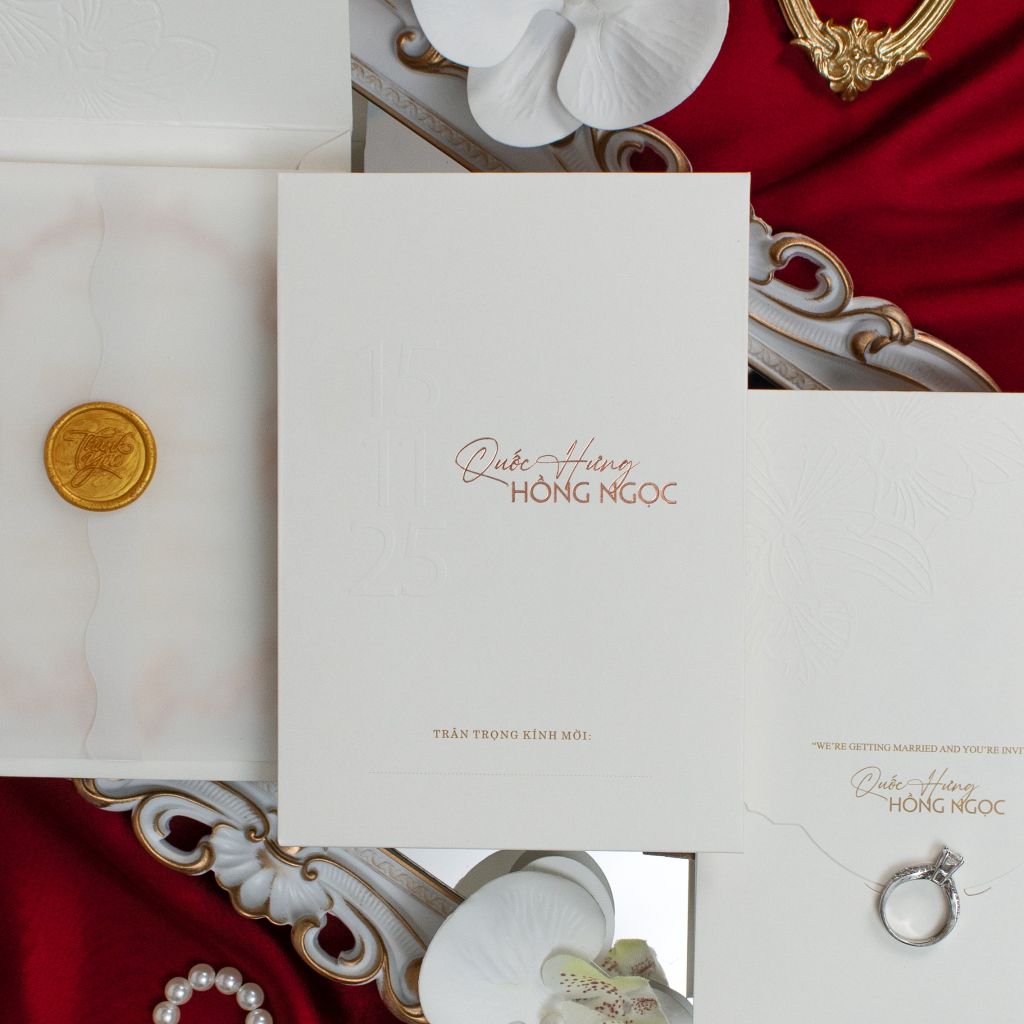 Thiệp Cưới Ép Kim Rose Gold - CSTK-001