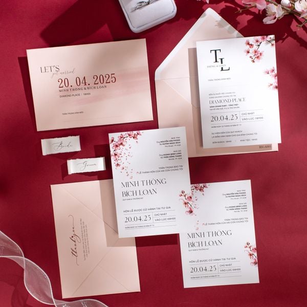 Thiệp Cưới Hoa Anh Đào Pastel - BN-A001
