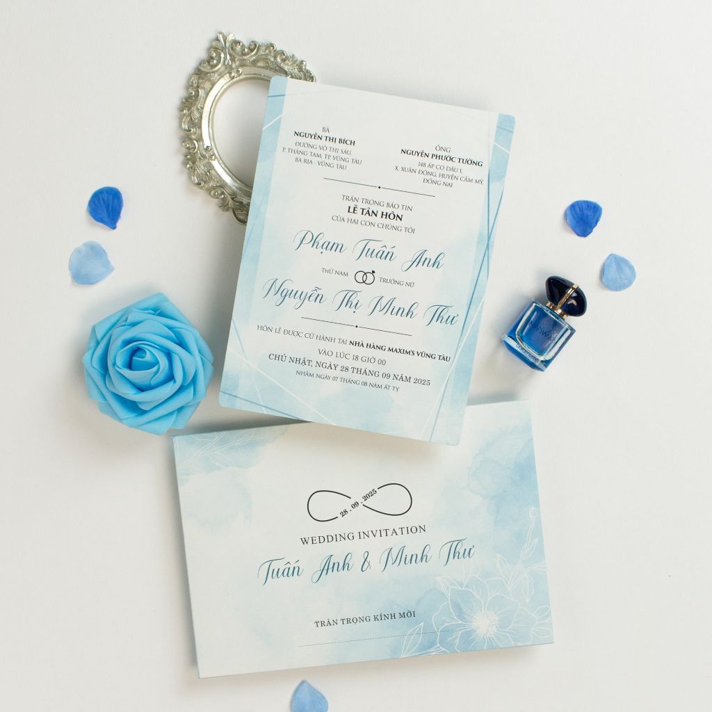 Thiệp cưới Blue Ocean Sắc xanh thanh khiết cho ngày chung đôi - CS107