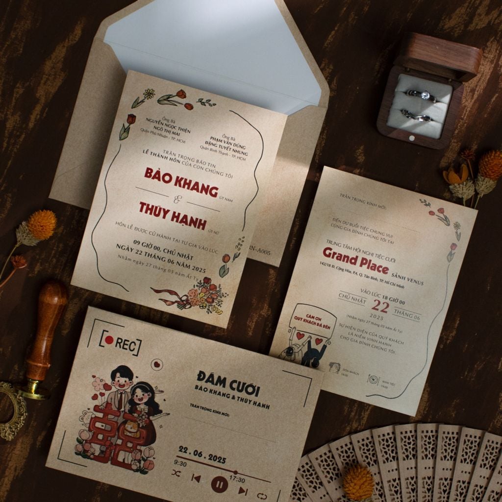 Thiệp Cưới Kraft Retro Thước Phim Tình Yêu Độc Bản - BN-A005