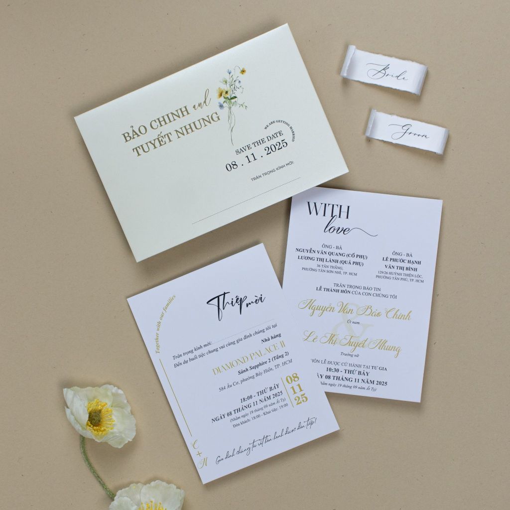 Thiệp Cưới Ép Kim Tinh Khôi Nâng Niu Từng Khoảnh Khắc Hạnh Phúc - TLC-TK04