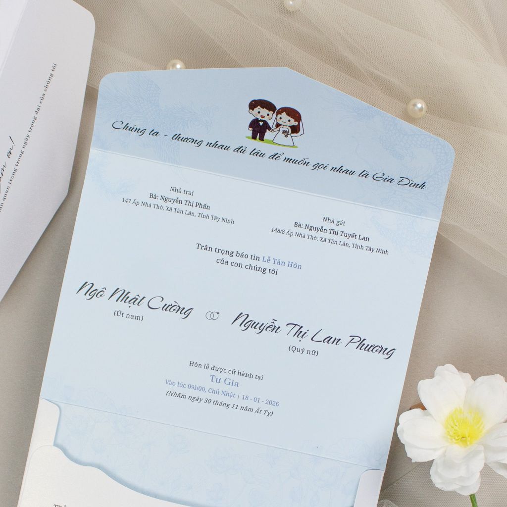 Thiệp Cưới Chibi Pastel Lời Ngỏ Tình Yêu Chân Thành - TILA-D TK07