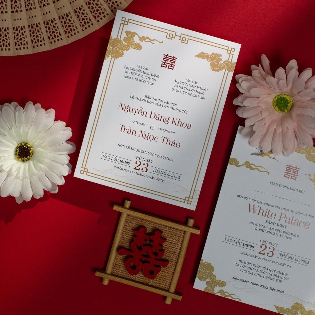 Thiệp Cưới Truyền Thống Hạc Vàng - BN-A002