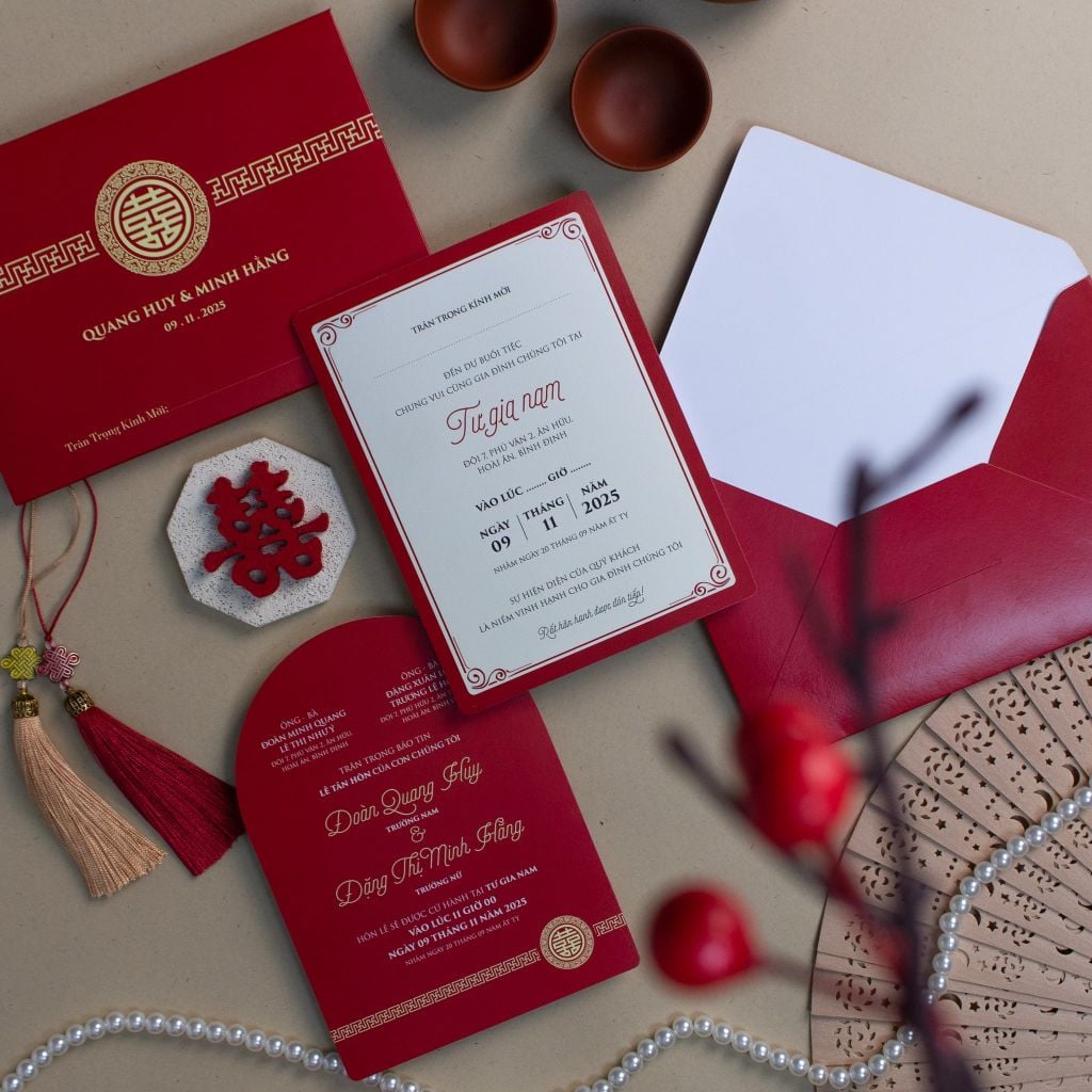 Thiệp Cưới Hỷ Sự Khởi Đầu Nét Đỏ Nồng Nàn Cho Ngày Chung Đôi - CS122