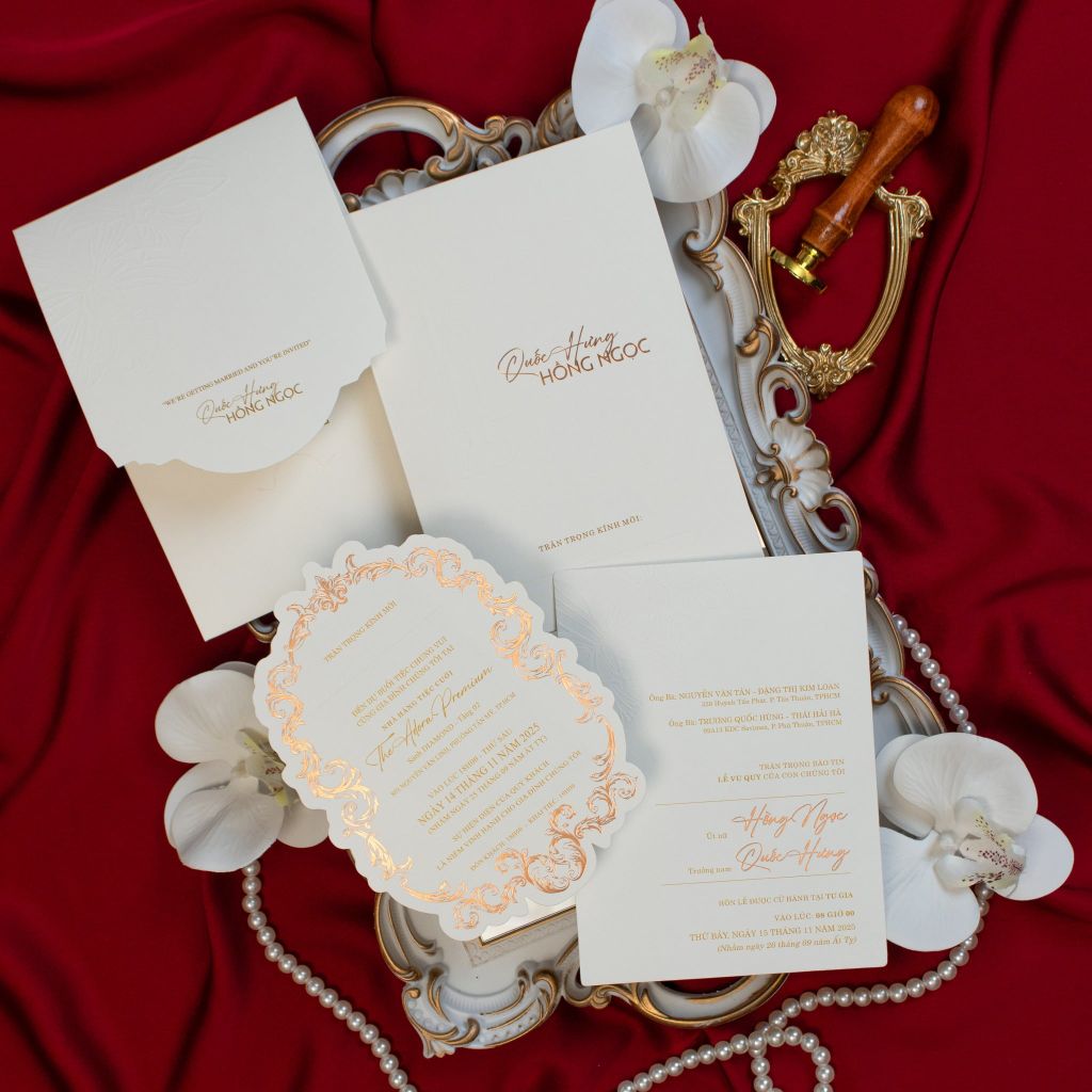 Thiệp Cưới Ép Kim Rose Gold - CSTK-001