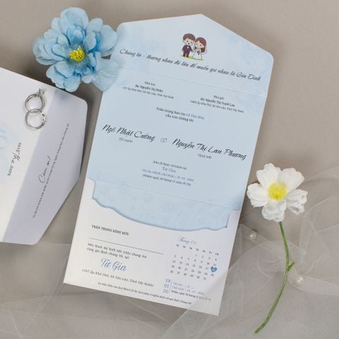 Thiệp Cưới Chibi Pastel Lời Ngỏ Tình Yêu Chân Thành - TILA-D TK07