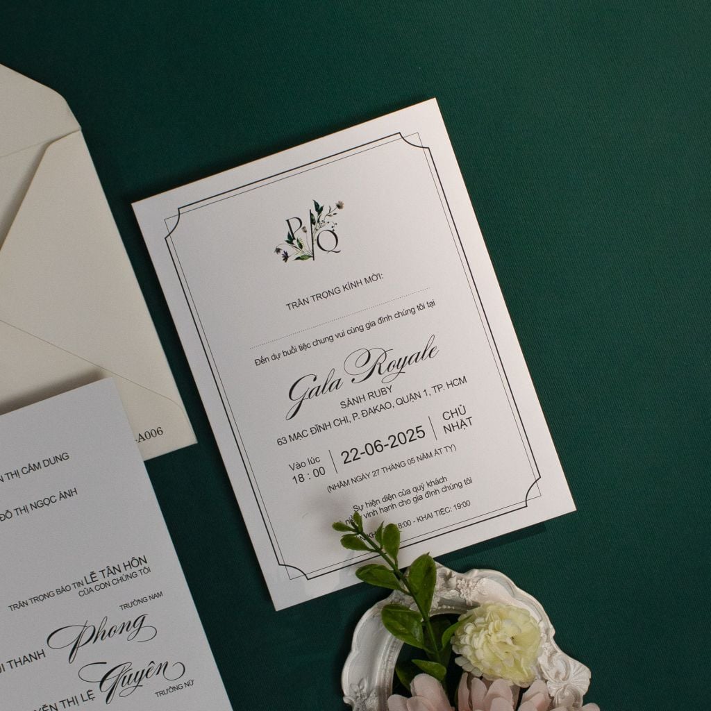 Thiệp cưới Floral Calligraphy Nét vẽ tình yêu thanh tao - BN-A006