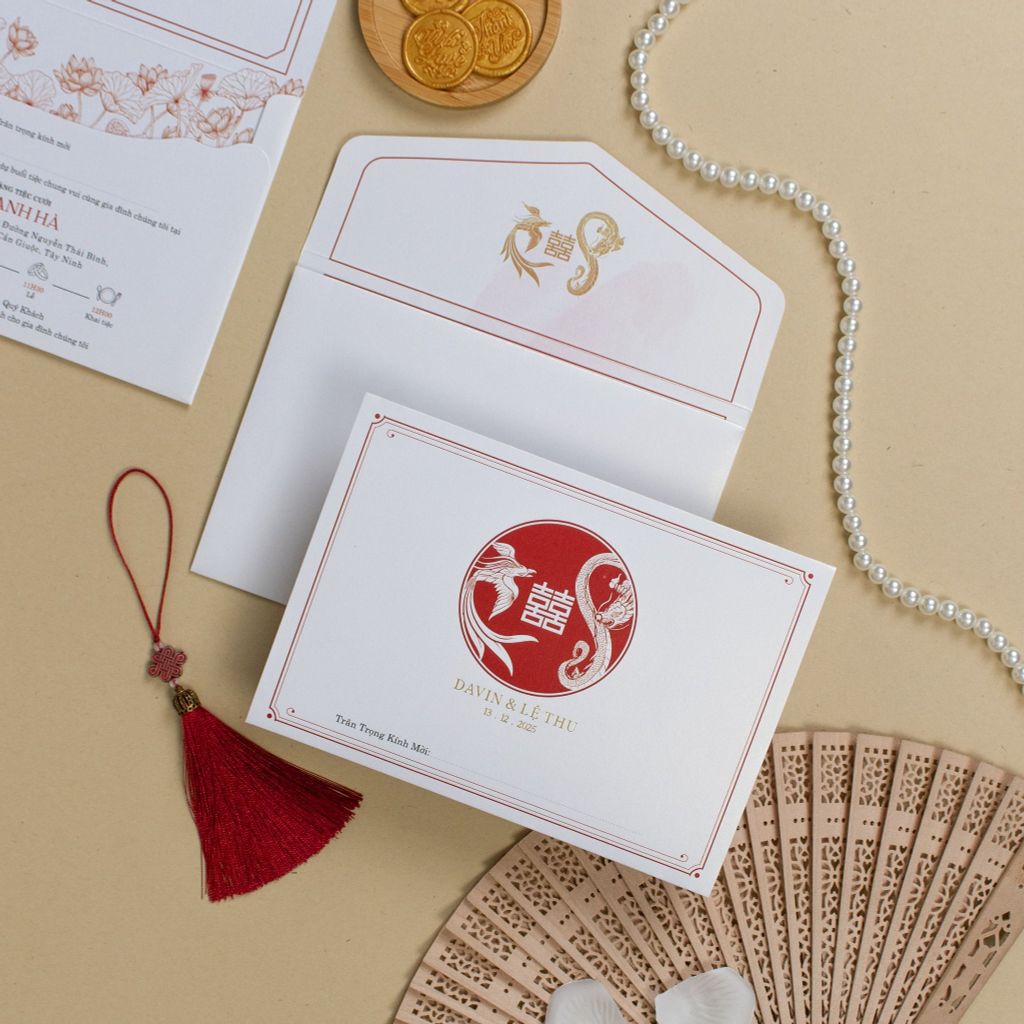 Thiệp Cưới Hồng Liên Giao Ước Nét Đẹp Truyền Thống Tinh Khôi - TILA-D TK