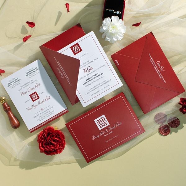 Thiệp Cưới Đỏ Hỷ Sự Bản Giao Hưởng Của Hạnh Phúc Viên Mãn  - CS139