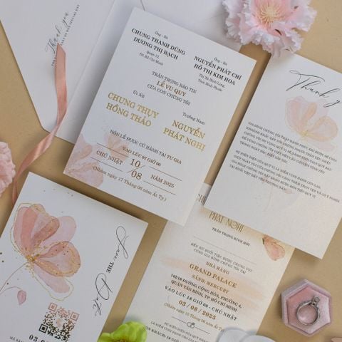 Thiệp Cưới Nàng Thơ Sắc Hoa Màu Nước Tinh Khôi - TLC-TK02