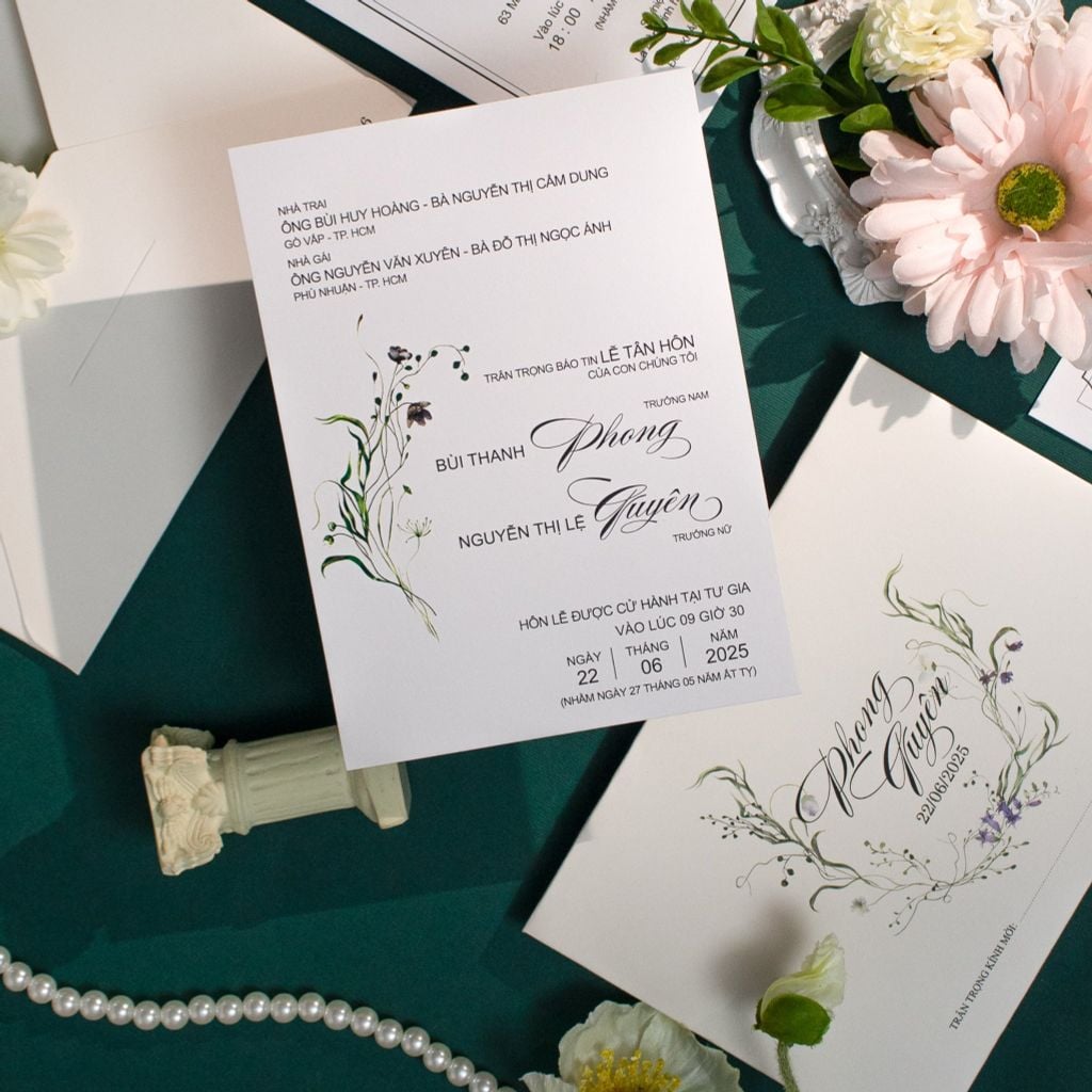 Thiệp cưới Floral Calligraphy Nét vẽ tình yêu thanh tao - BN-A006