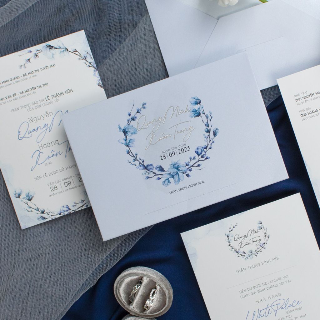 Thiệp Cưới Vòng Hoa Lưu Ly - TL-C020