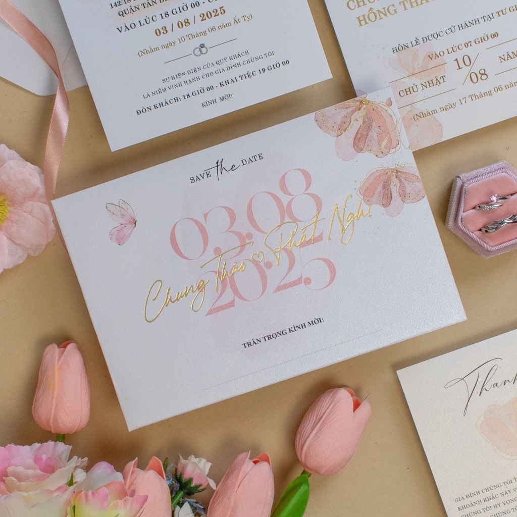 Thiệp Cưới Nàng Thơ Sắc Hoa Màu Nước Tinh Khôi - TLC-TK02