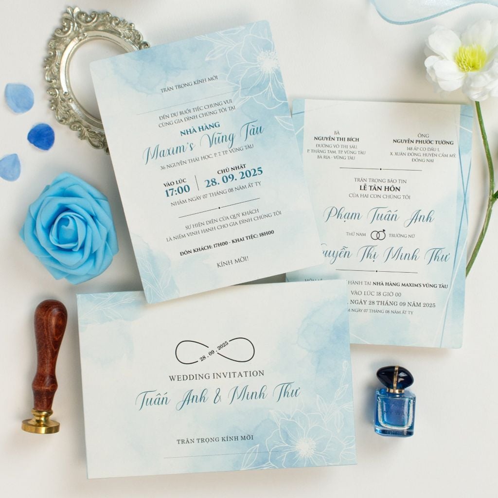 Thiệp cưới Blue Ocean Sắc xanh thanh khiết cho ngày chung đôi - CS107