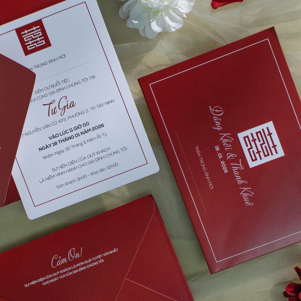 Thiệp Cưới Đỏ Hỷ Sự Bản Giao Hưởng Của Hạnh Phúc Viên Mãn  - CS139