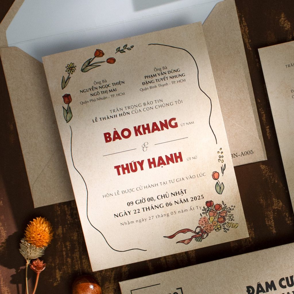 Thiệp Cưới Kraft Retro Thước Phim Tình Yêu Độc Bản - BN-A005