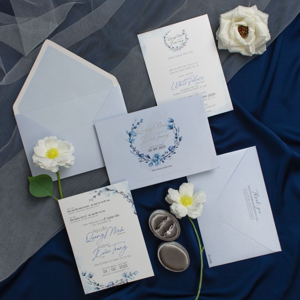 Thiệp Cưới Vòng Hoa Lưu Ly - TL-C020