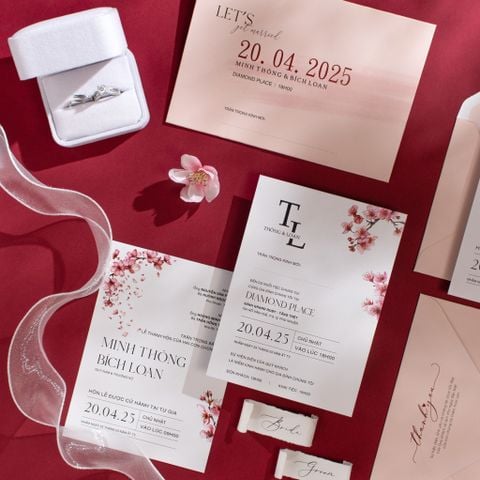 Thiệp Cưới Hoa Anh Đào Pastel - BN-A001