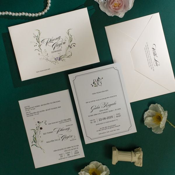 Thiệp cưới Floral Calligraphy Nét vẽ tình yêu thanh tao - BN-A006