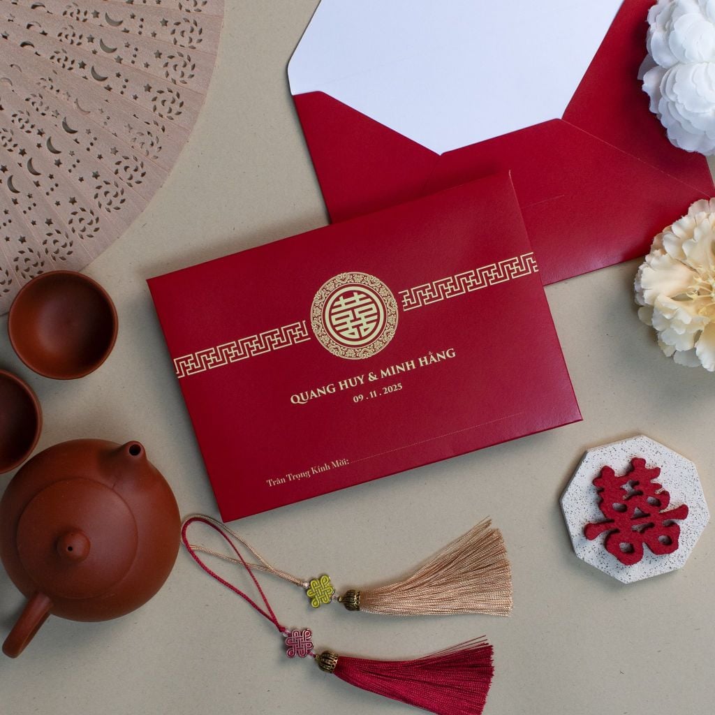 Thiệp Cưới Hỷ Sự Khởi Đầu Nét Đỏ Nồng Nàn Cho Ngày Chung Đôi - CS122