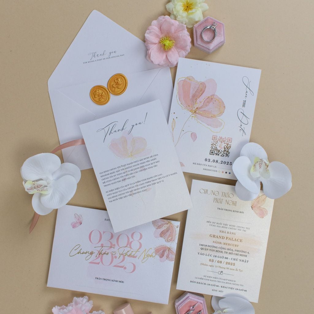 Thiệp Cưới Nàng Thơ Sắc Hoa Màu Nước Tinh Khôi - TLC-TK02