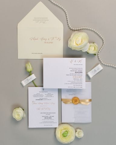 Thiệp Cưới Hoa Cúc Họa Mi Dập Nổi - CSTK03