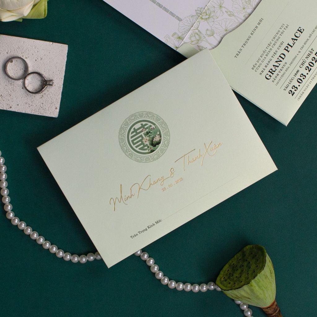 Thiệp Cưới Truyền Thống Hoa Sen Tinh Khiết 3 in 1 | TILA-D007