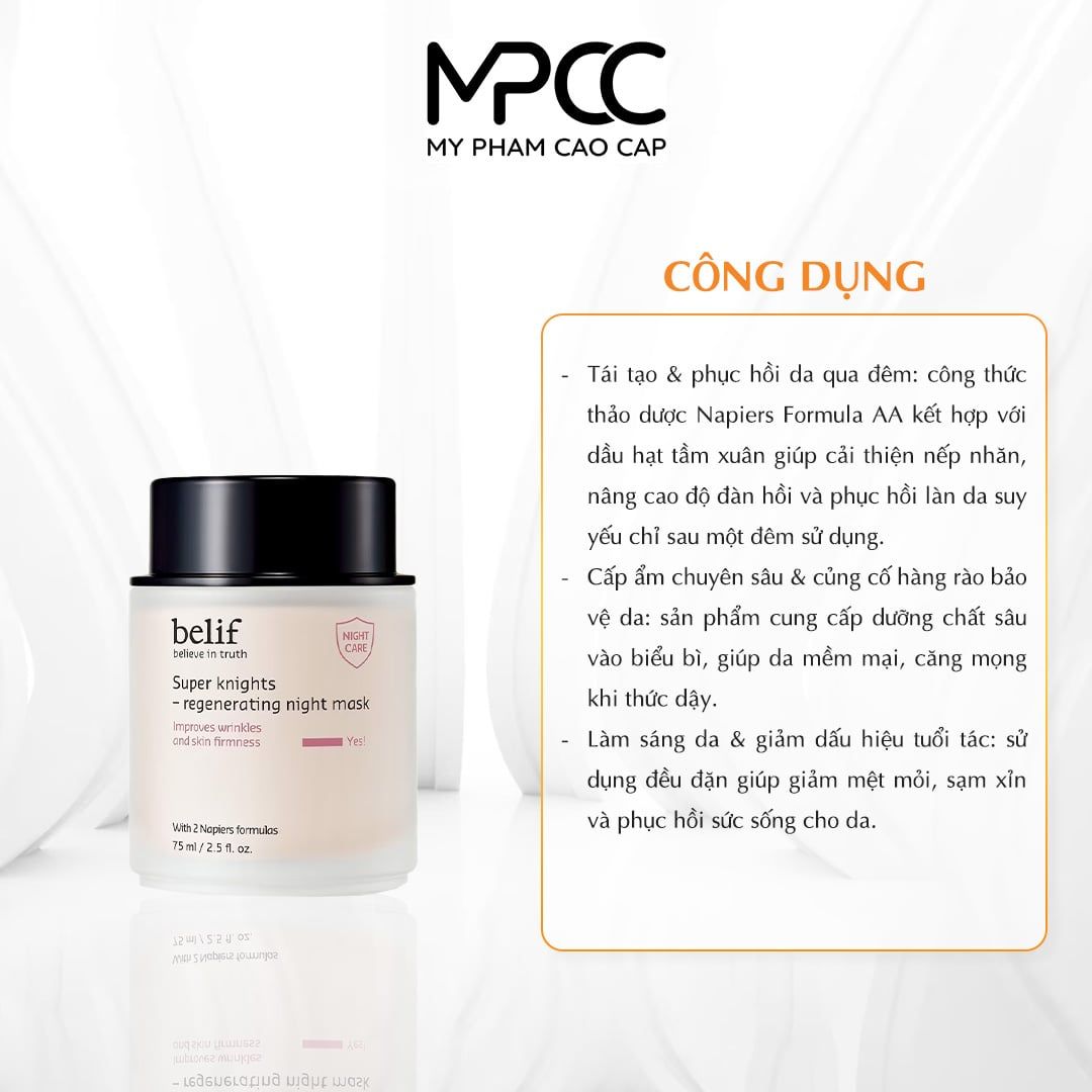  Mặt nạ ngủ Belif Super Knights - Regenerating Night Mask 75ml 