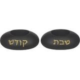  Pair of black cement candlesticks 9cm 