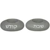  Pair of gray cement candlesticks 9cm 