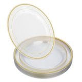  Clear with Gold Rim Plastic plates 7.5 inch 
