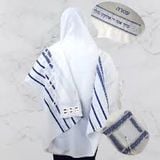 Tallis white with Blue strip - All Sizes 