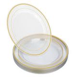  Clear with Gold Rim Plastic plates 10 inc 