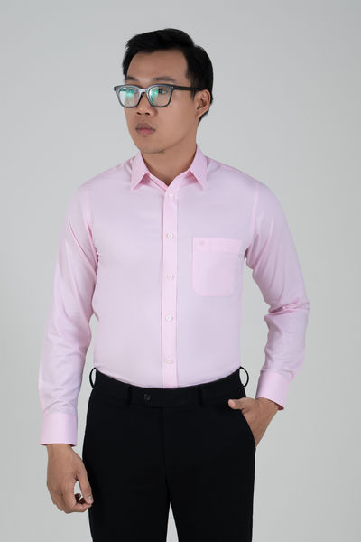  Áo sơ mi nam dài tay màu hồng phấn có túi GENTITI By Thái Tuấn- 1C802HAKT006 