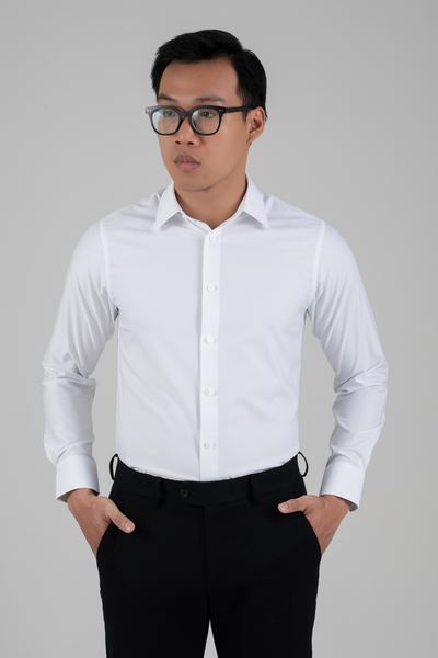  Áo sơ mi nam dài tay màu trắng không túi GENTITI by Thái Tuấn -  1C803HAKT101 