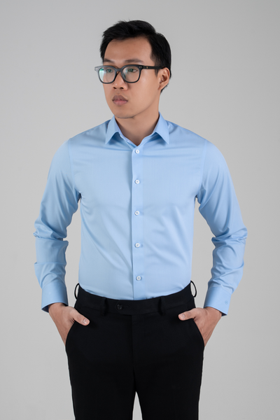  Áo sơ mi nam dài tay xanh không túi GENTITI By Thái Tuấn - 1C803HAKT005 