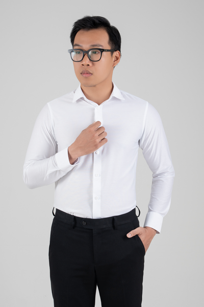  Áo sơ mi nam dài tay Cotton cổ vuông màu trắng GENTITI By Thái Tuấn- 1C804HAKT001 