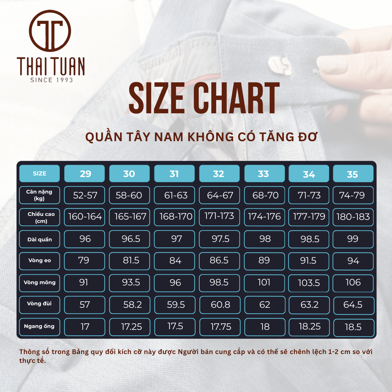 Quần tây nam màu xám đậm Thái Tuấn không tăng đơ -1Q6346APTS274C 